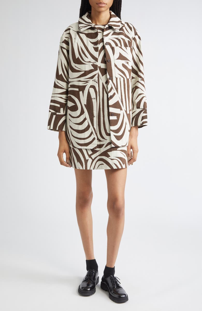 Marimekko Hahmo Jokuraita Shift Dress, Alternate, color, Light Beige, Dark Brown