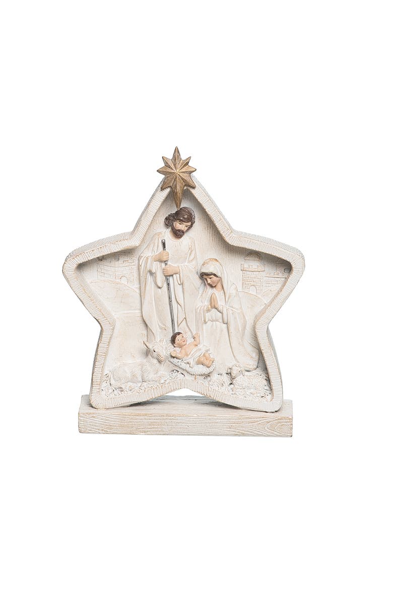 Star With Holy Family Decor, Main, color, White