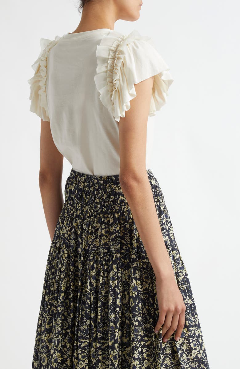 Ulla Johnson Leia Ruffle Sleeve Organic Cotton Top, Alternate, color, Cowrie