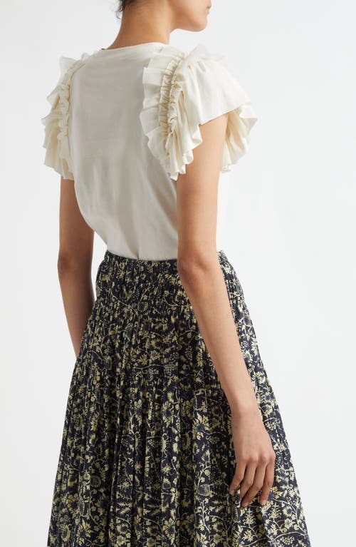 Ulla Johnson Leia Ruffle Sleeve Organic Cotton Top In Cowrie