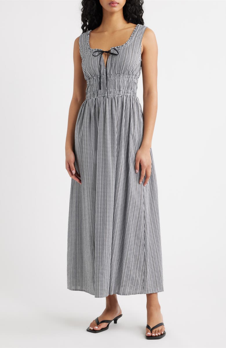 Rails Jordie Gingham Sleeveless Maxi Dress, Main, color, Black Gingham