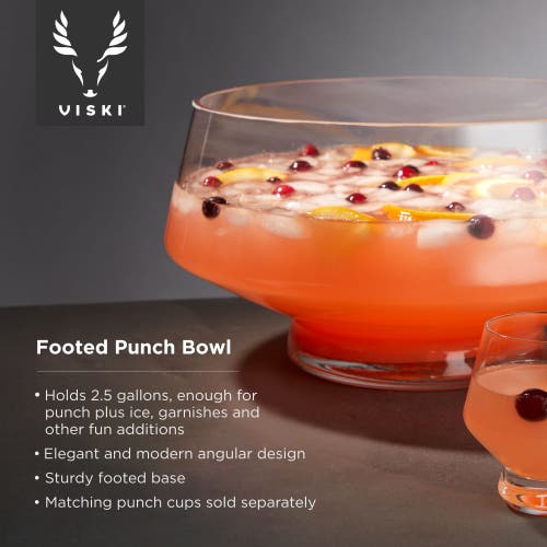 Viski Raye Footed Heavy Base Punch Bowl In Clear