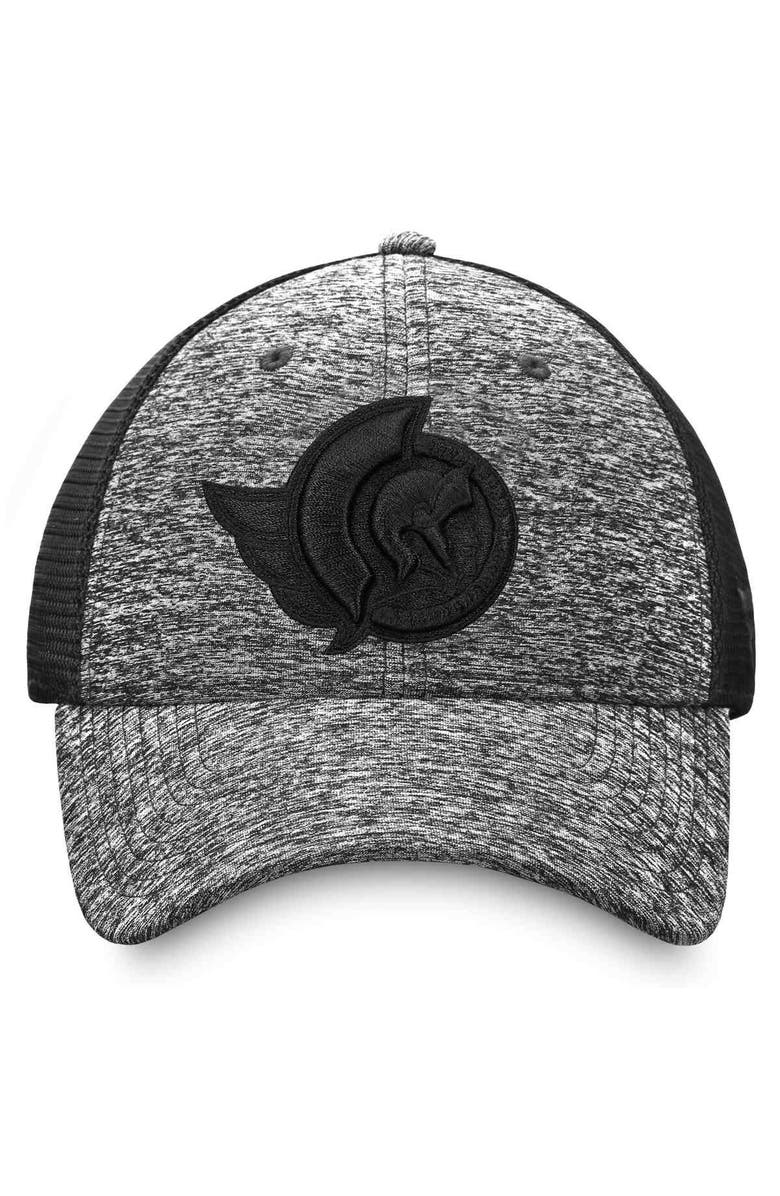FANATICS Men's Fanatics Heathered Black/Black Ottawa Senators Authentic Pro Training & Travel Trucker Flex Hat, Alternate, color, 