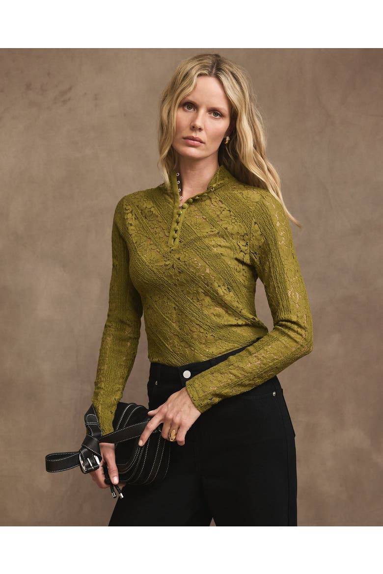 Lace Detail Top, Alternate, color, Green