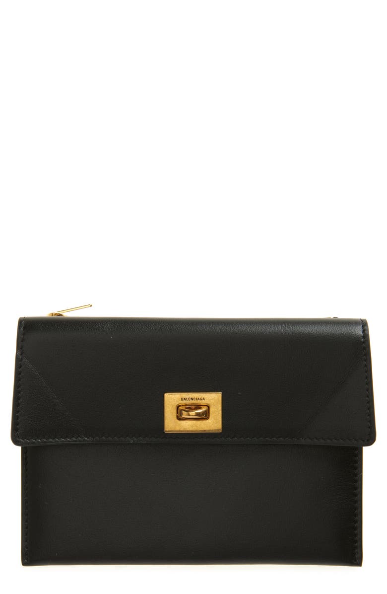 Balenciaga Rodeo Leather Card Case, Main, color, 1000 Black