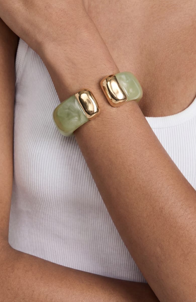 Ettika Carved Relic Cuff, Alternate, color, Olive