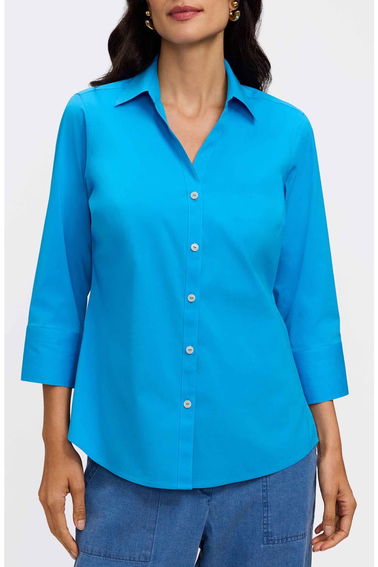 Mary Button-Up Blouse, Main, color, MALIBU BLUE