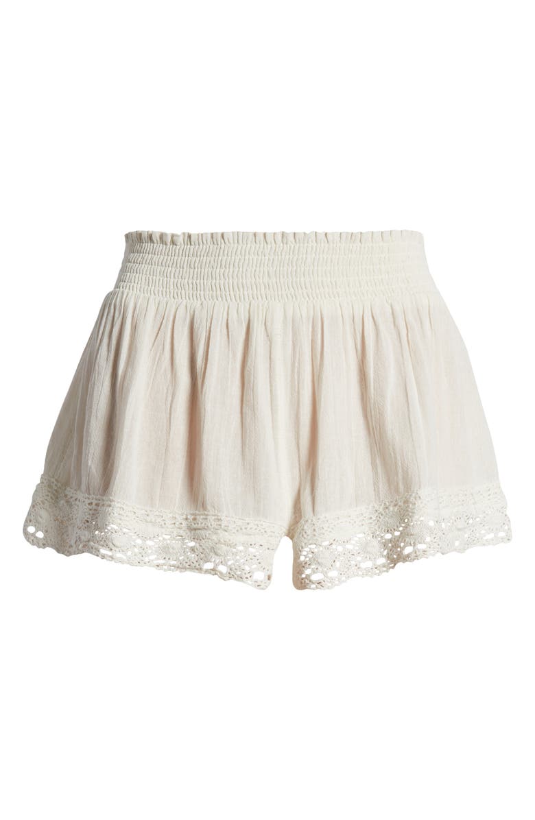 BDG Urban Outfitters Smocked Waist Lace Hem Cotton Shorts, Main, color, 