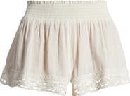 BDG Urban Outfitters Smocked Waist Lace Hem Cotton Shorts