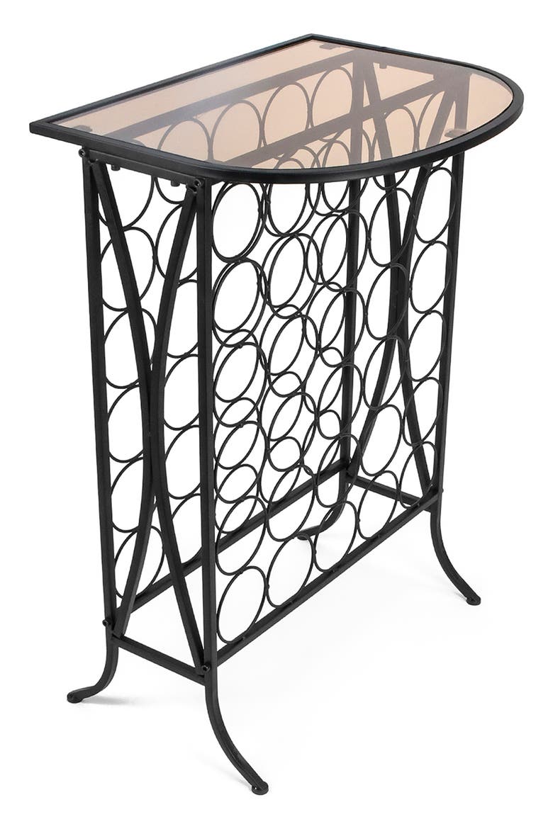 Glass Top 30 Bottle Wine Stand, Main, color, BLACK