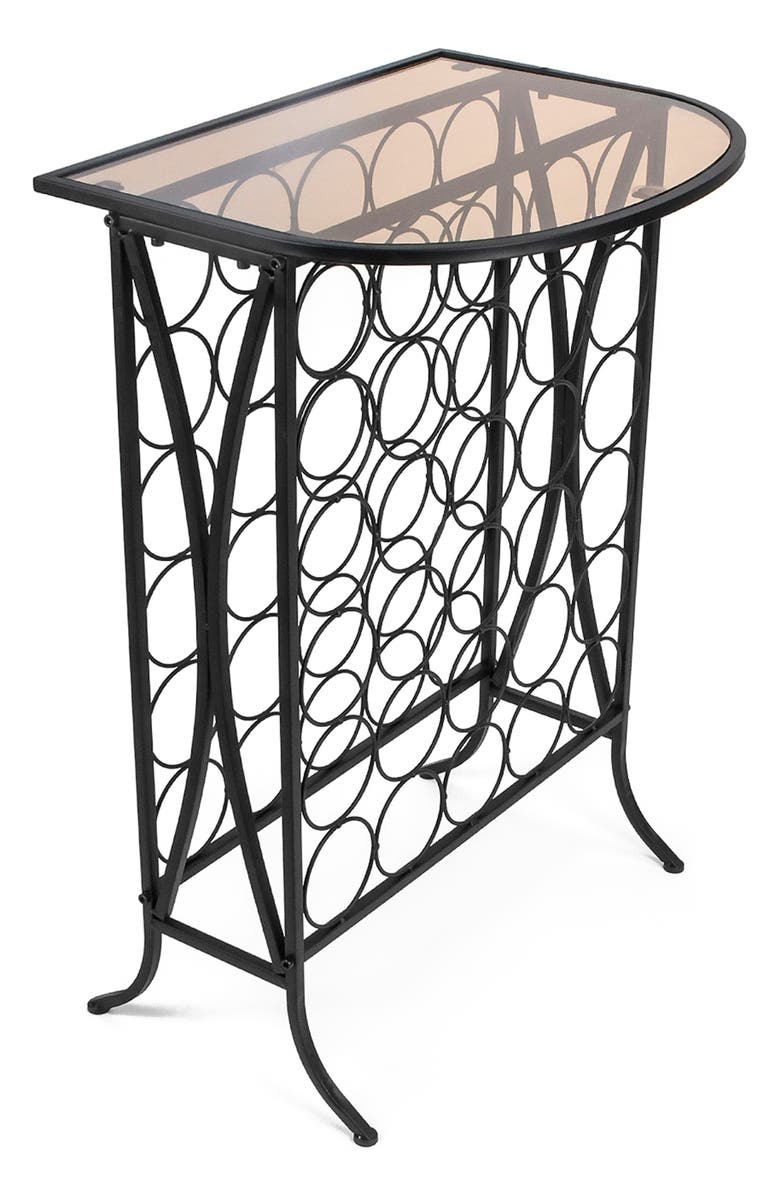 SORBUS Glass Top 30 Bottle Wine Stand, Main, color, Black