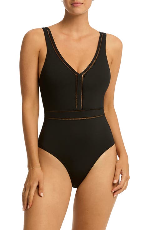 Spliced One-Piece Swimsuit