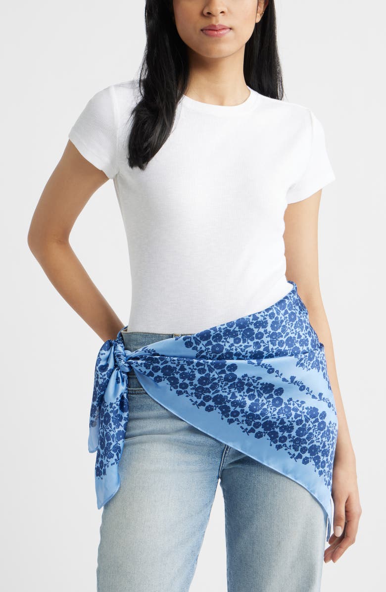 Treasure & Bond Oversize Square Satin Scarf, Alternate, color, Tonal Blue Floral