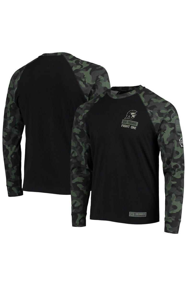 COLOSSEUM Men's Colosseum Black USC Trojans OHT Military Appreciation Camo Raglan Long Sleeve T-Shirt, Main, color, 