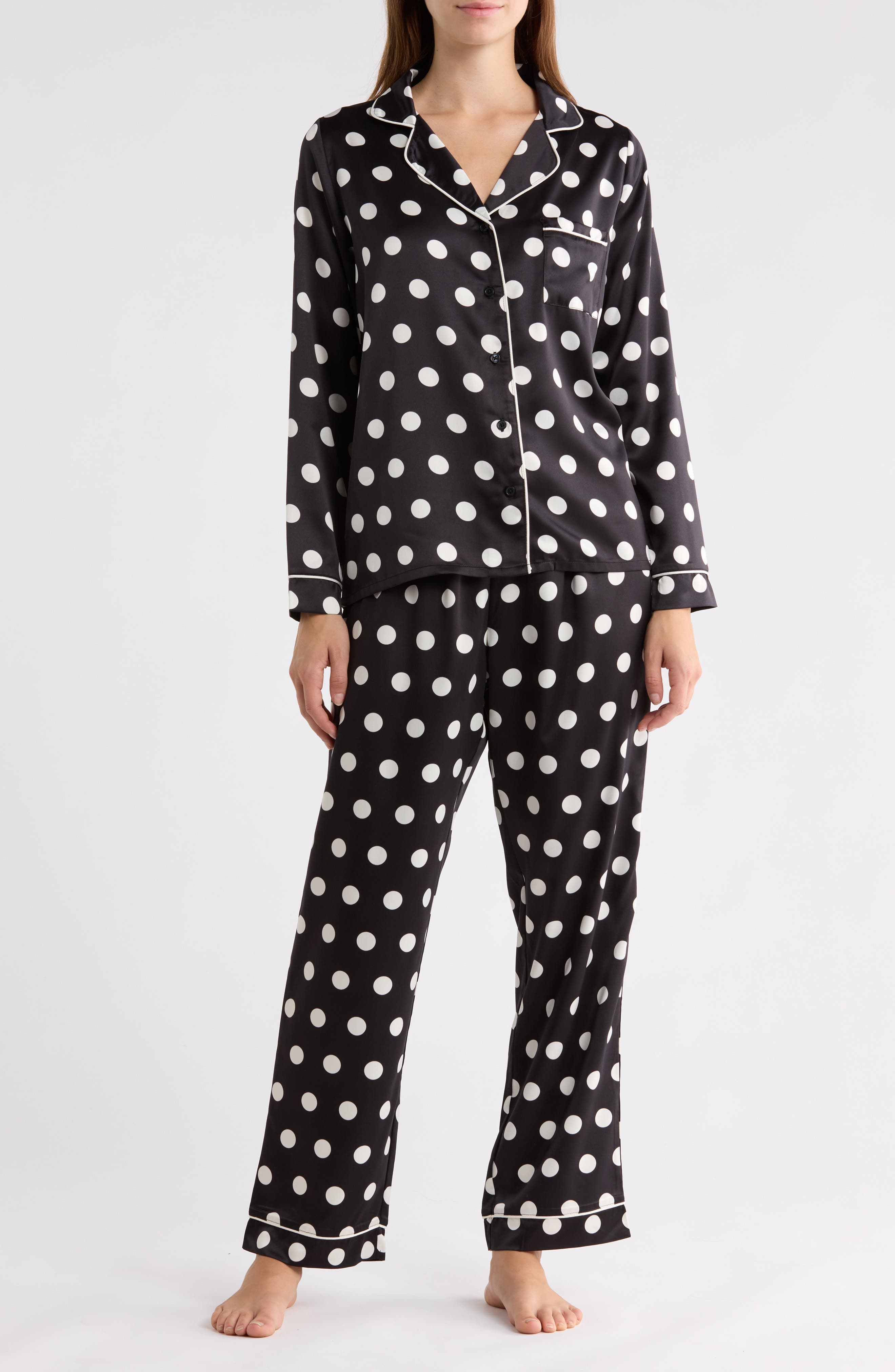 Polka Dot Satin Pajamas