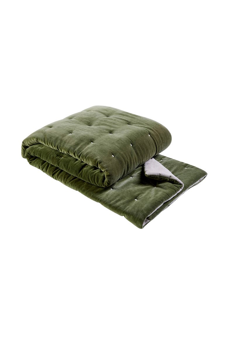 Jaipur Luxury Cotton Velvet Quilted Throw, Alternate, color, Olive