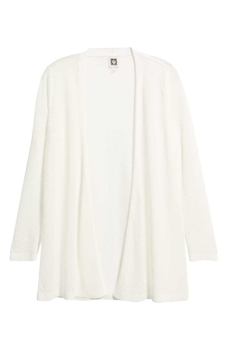 Anne Klein Texture Stitch Sheer Long Cardigan, Alternate, color, White Dove