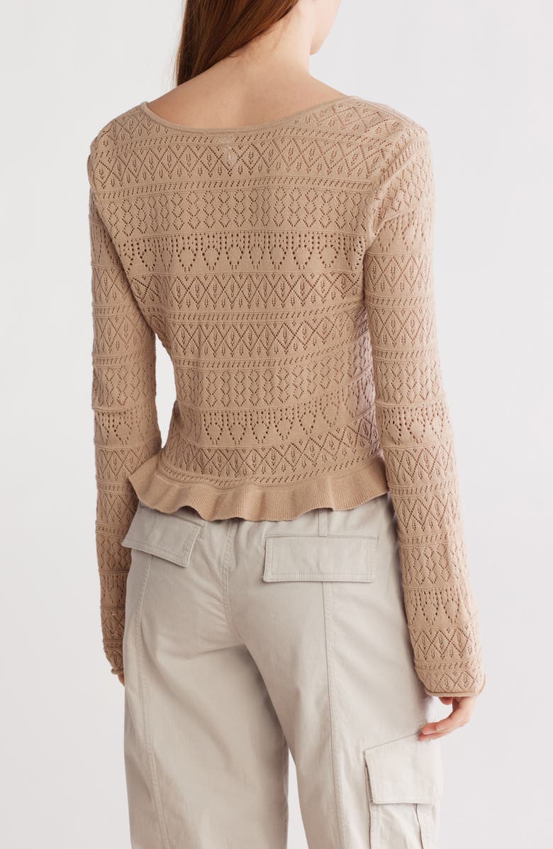 Abound Cotton Tie Front Crop Cardigan, Alternate, color, Tan Savannah