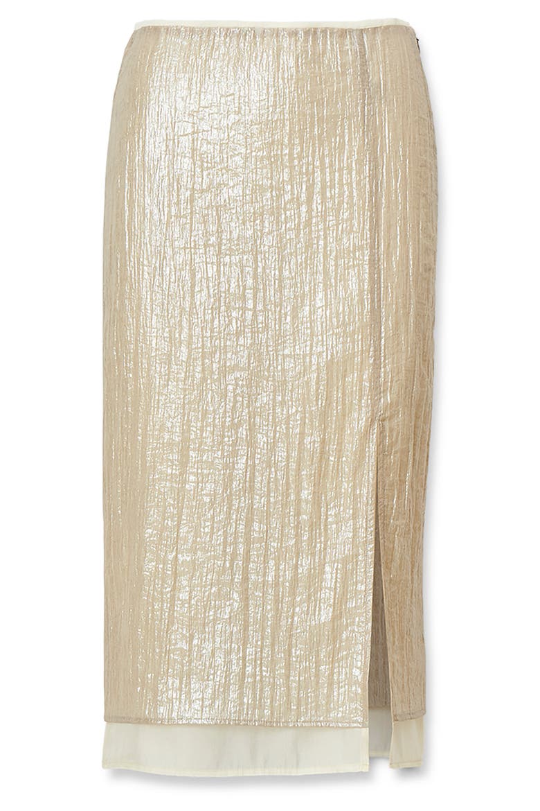 Suki Metallic Midi Skirt, Alternate, color, BEIGE