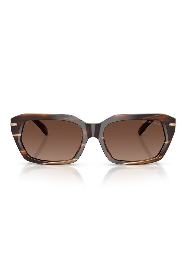 Lake Tahoe 54mm Gradient Polarized Rectangular Sunglasses, Main, color, BROWN HORN / BROWN SOLID POLAR