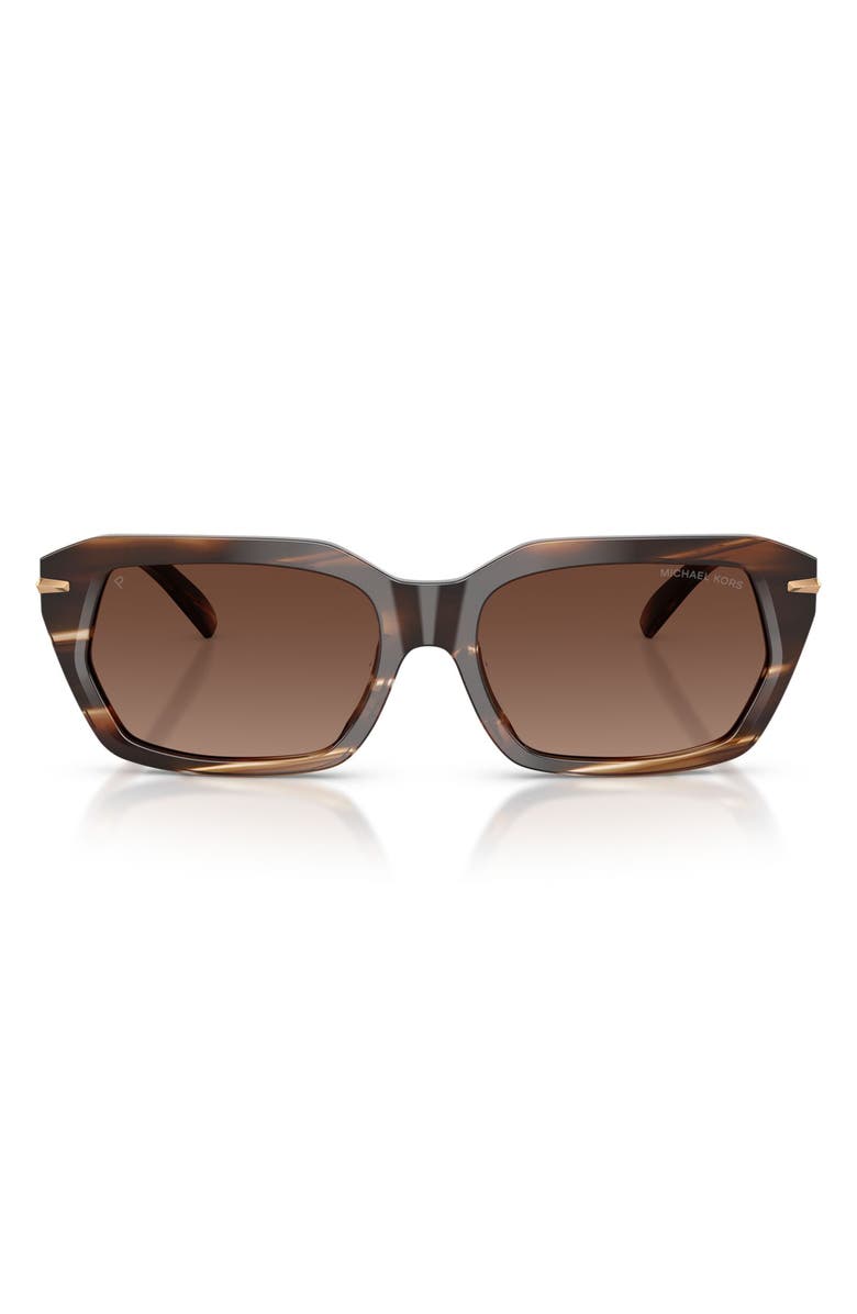 Michael Kors Lake Tahoe 54mm Gradient Polarized Rectangular Sunglasses, Main, color, Brown Horn / Brown Solid Polar