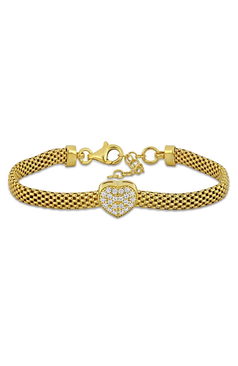 Julianna B. Cubic Zirconia Cluster Heart Bracelet Yellow Plated, Main, color, Yellow-Plated