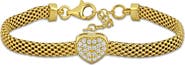 Julianna B. Cubic Zirconia Cluster Heart Bracelet Yellow Plated
