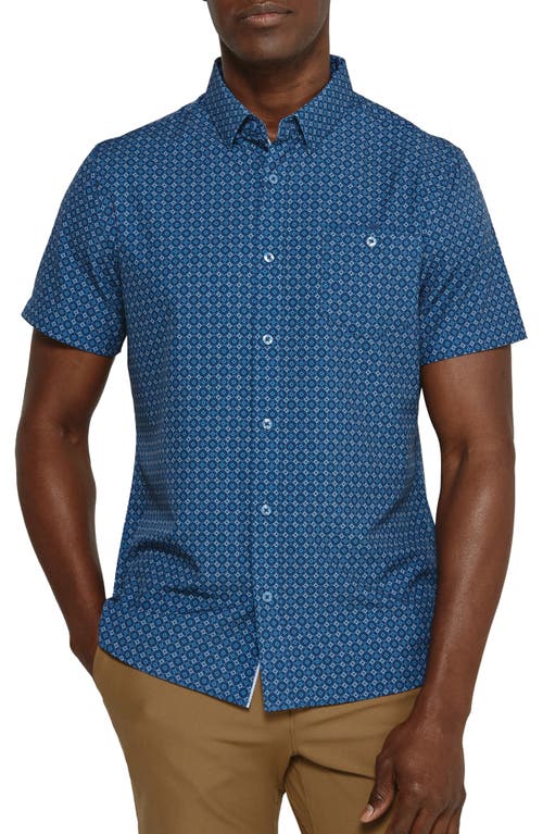 7 Diamonds Dornan Short Sleeve Performance Button-Up Shirt in Navy 