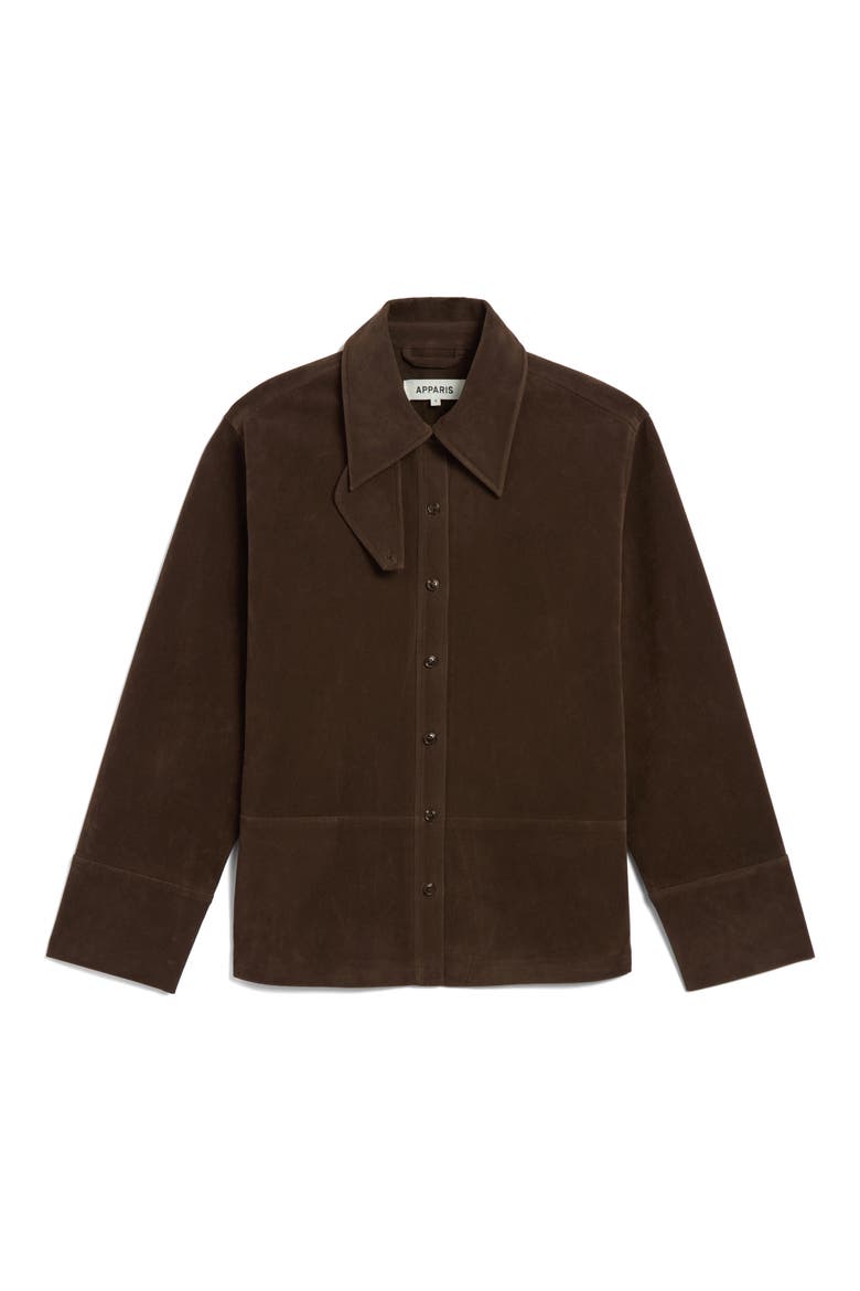 Ren Faux Suede Overshirt, Alternate, color, DARK BROWN