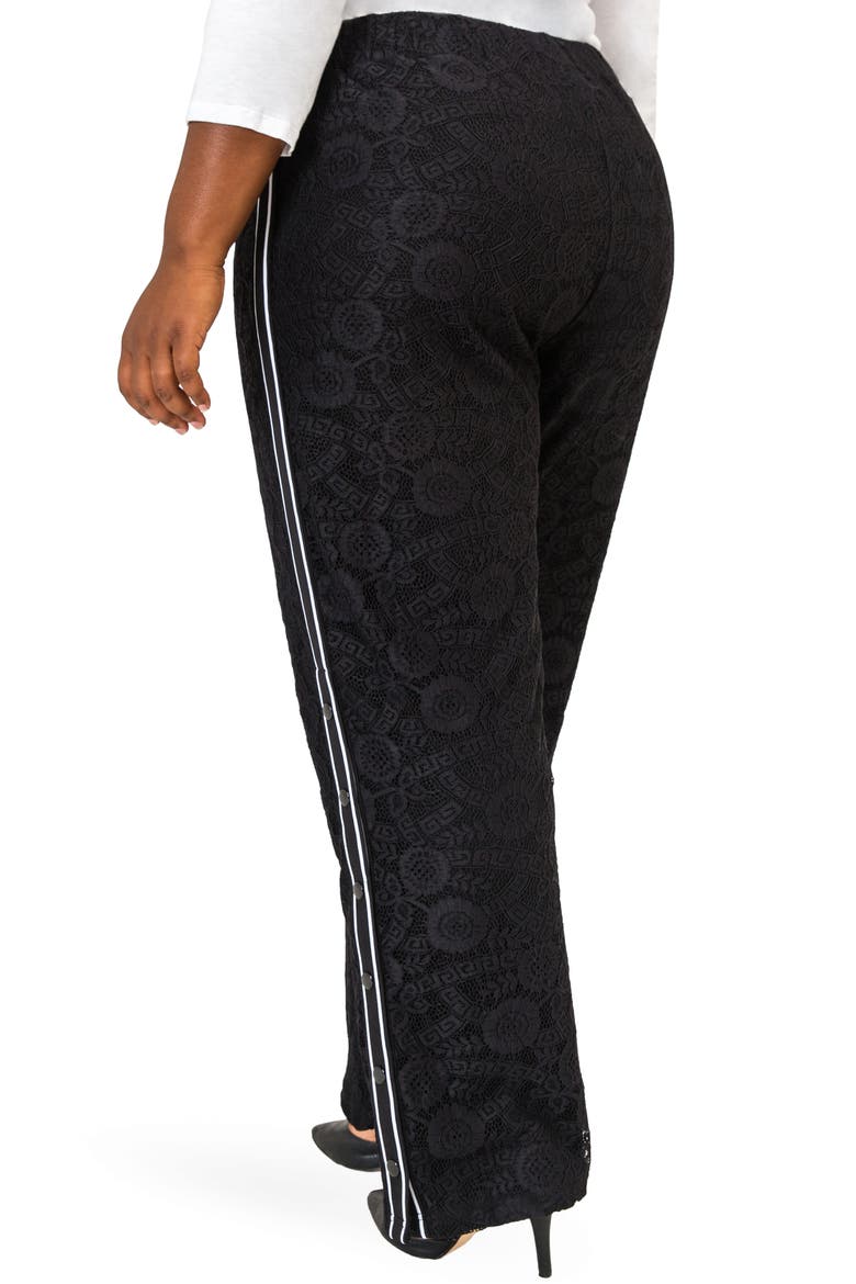 Cornella High Rise Lace Knit Track Pants, Alternate, color, BLACK