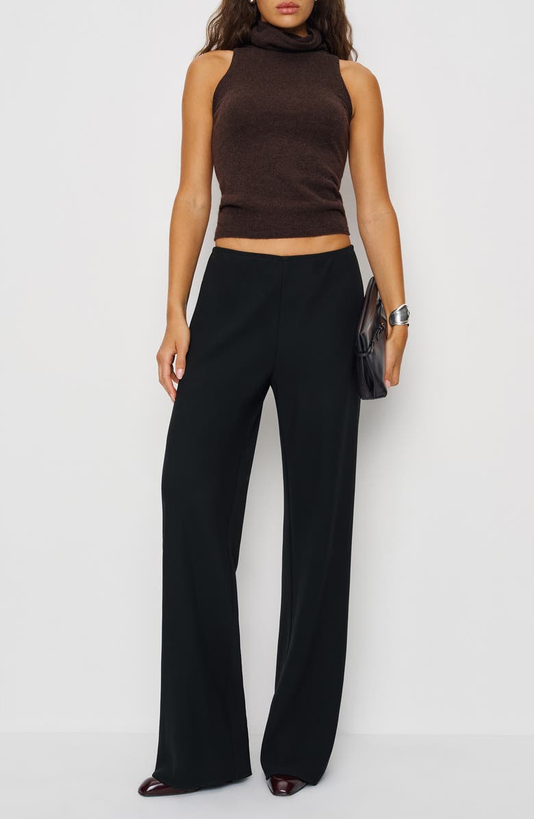 Reformation Gale Bias Cut High Waist Pants, Alternate, color, Black