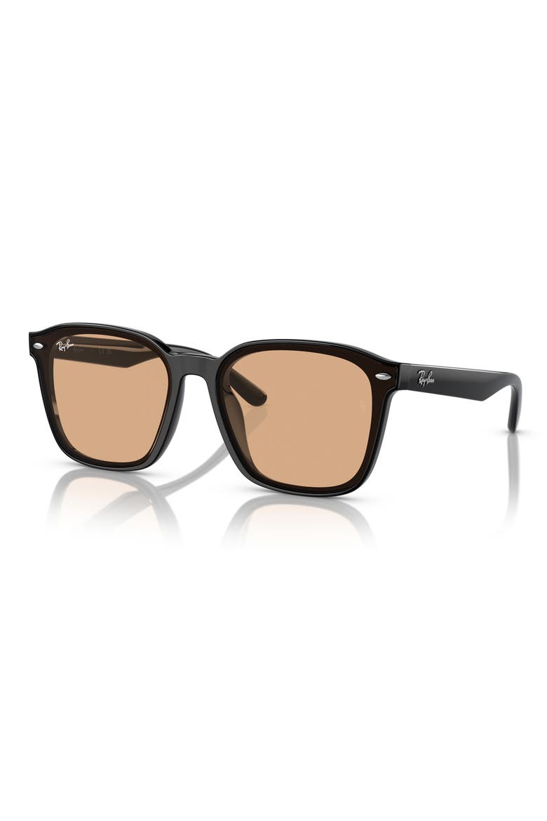 66mm Square Sunglasses, Alternate, color, BLACK / BROWN