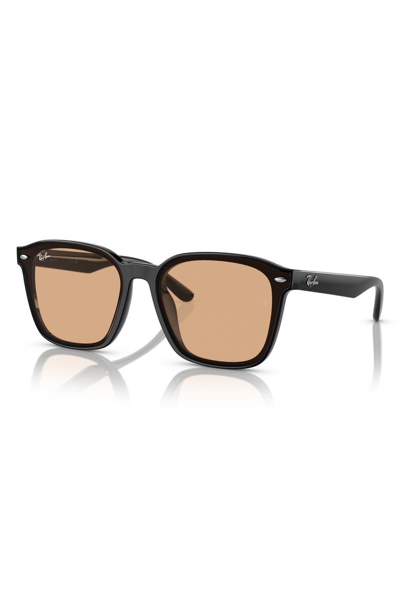Ray-Ban 66mm Square Sunglasses, Alternate, color, Black / Brown