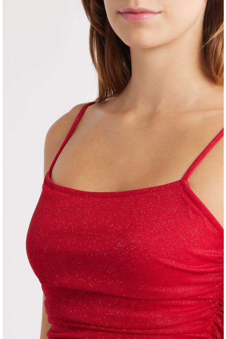 Glitter Matte Ruched Jersey Dress, Alternate, color, RED