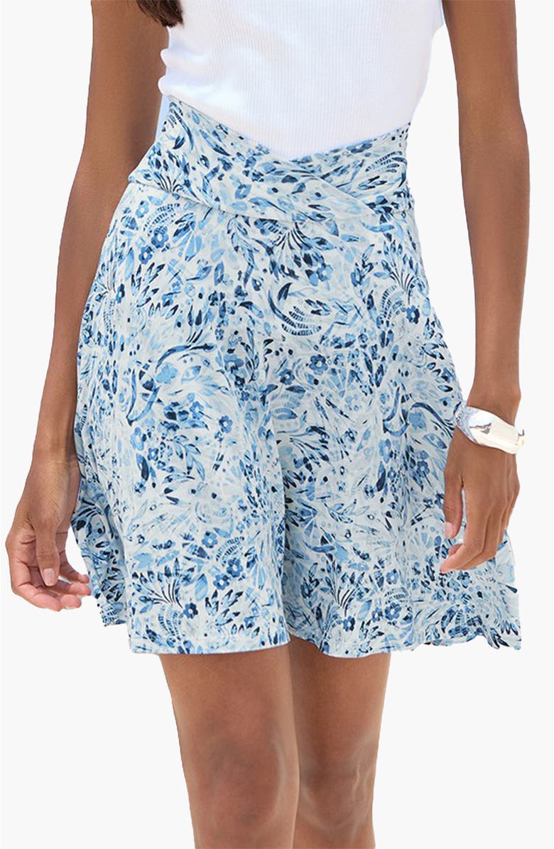LASCANA Women's Floral Flared Skirt, Main, color, Blue Floral
