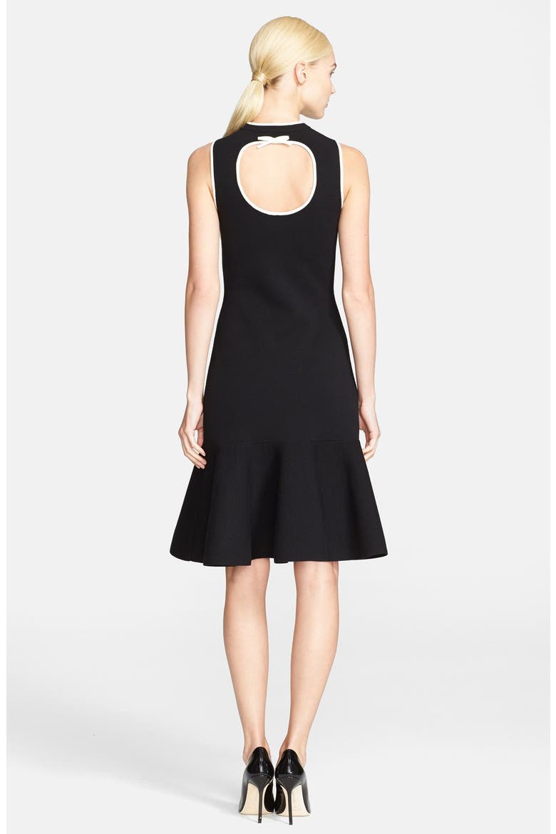 'fluted' stretch sweater dress, Alternate, color, BLACK