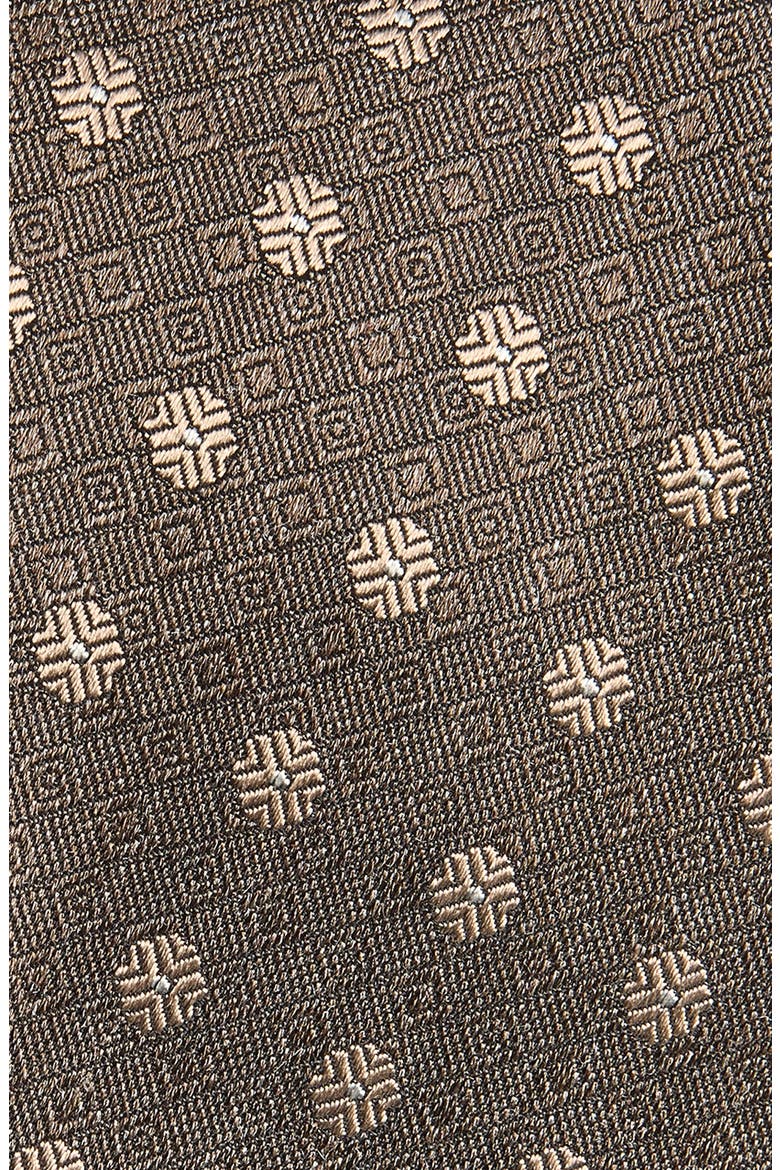 Floral Shantung Silk Tie, Main, color, MEDIUM BROWN