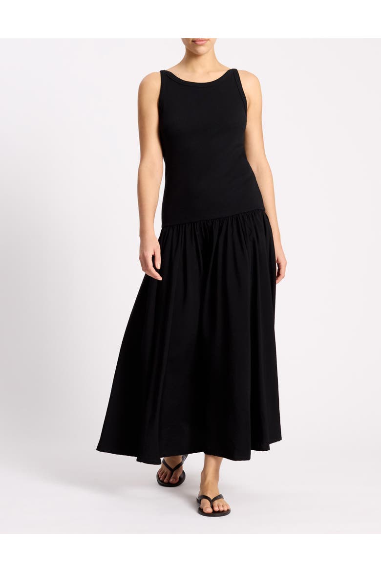 Ribbed Bodice Sleeveless Maxi Dress, Alternate, color, Black