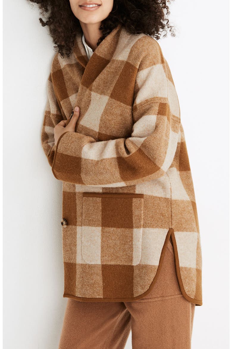 Buffalo Check Sweater Coat, Alternate, color, HEATHER PARCHMENT