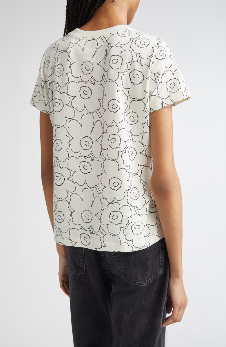 Marimekko Heleys Piirto Unikko Cotton T-Shirt, Alternate, color, Off White, Black