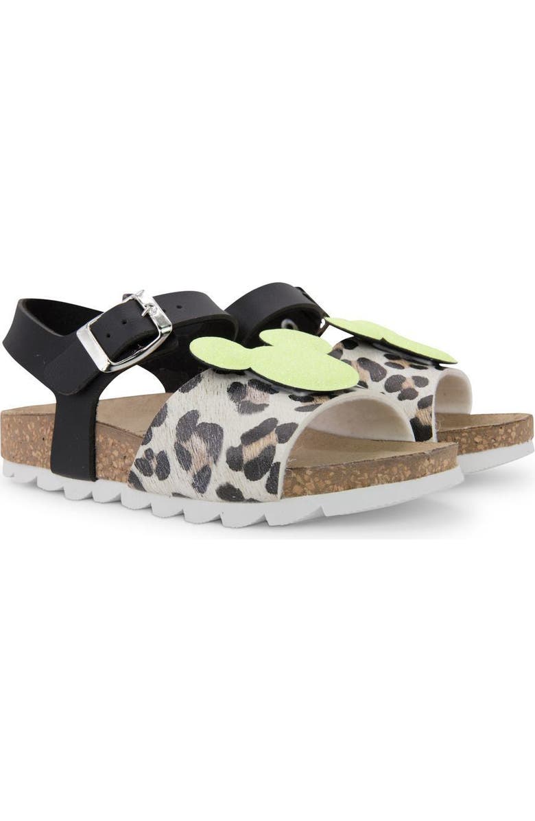 Master of Arts Mickey Logo Leopard Sandals, Main, color, Yellow