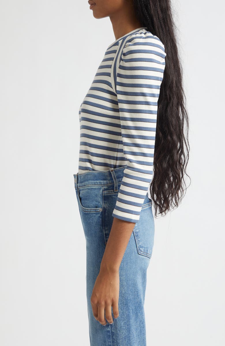 Veronica Beard Delano Stripe Raglan Sleeve Top, Alternate, color, Ecru Ocean Dark Umber