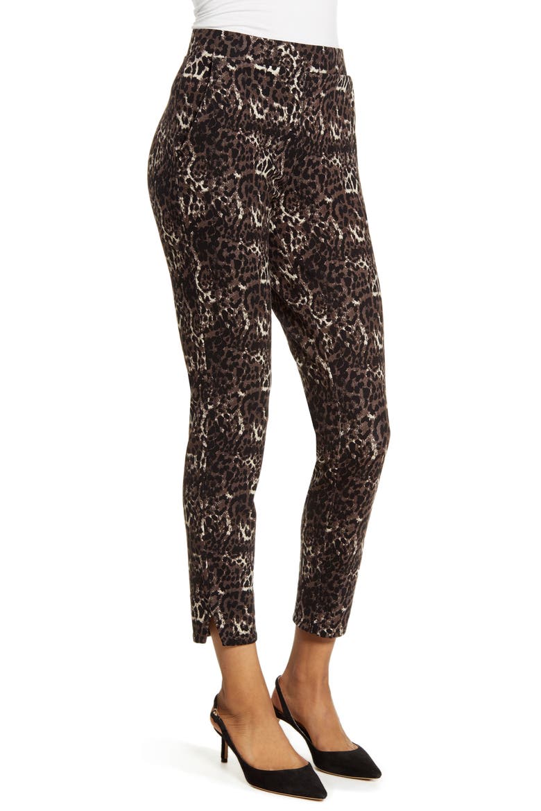Leopard 7/8 Ponte Leggings, Alternate, color, BROWN