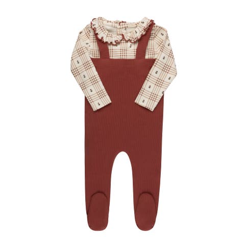 Cotton Floral Plaid Collection - Bodysuit + Overalls (Baby)
