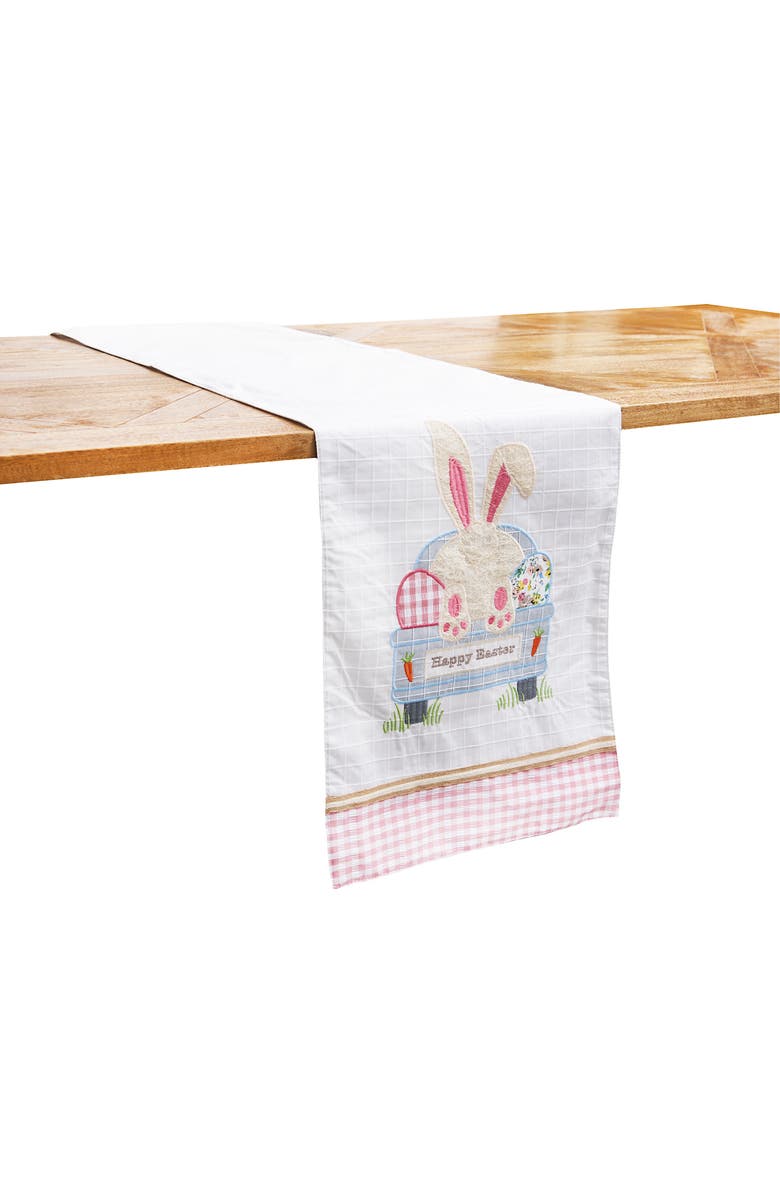C&F Home "Happy Easter" Pickup Truck Bunny Rabbit Table Runner 13" x 72", Alternate, color, White