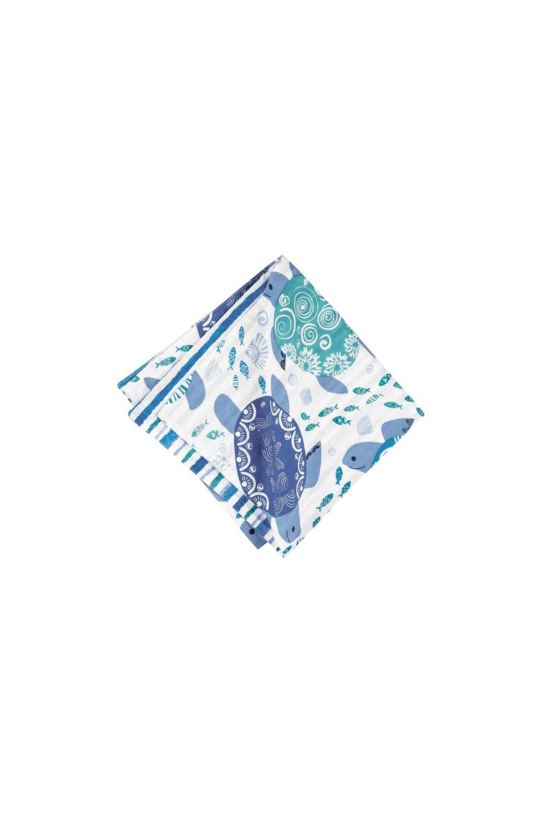 Turtle Bay Reversible Blue Coastal Napkin Set of 6, Main, color, Blue