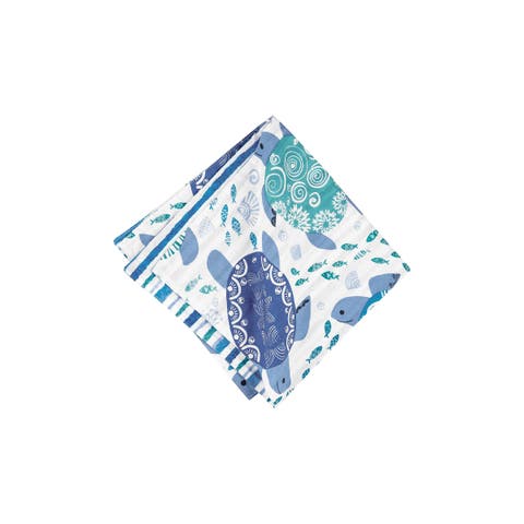 Turtle Bay Reversible Blue Coastal Napkin Set of 6