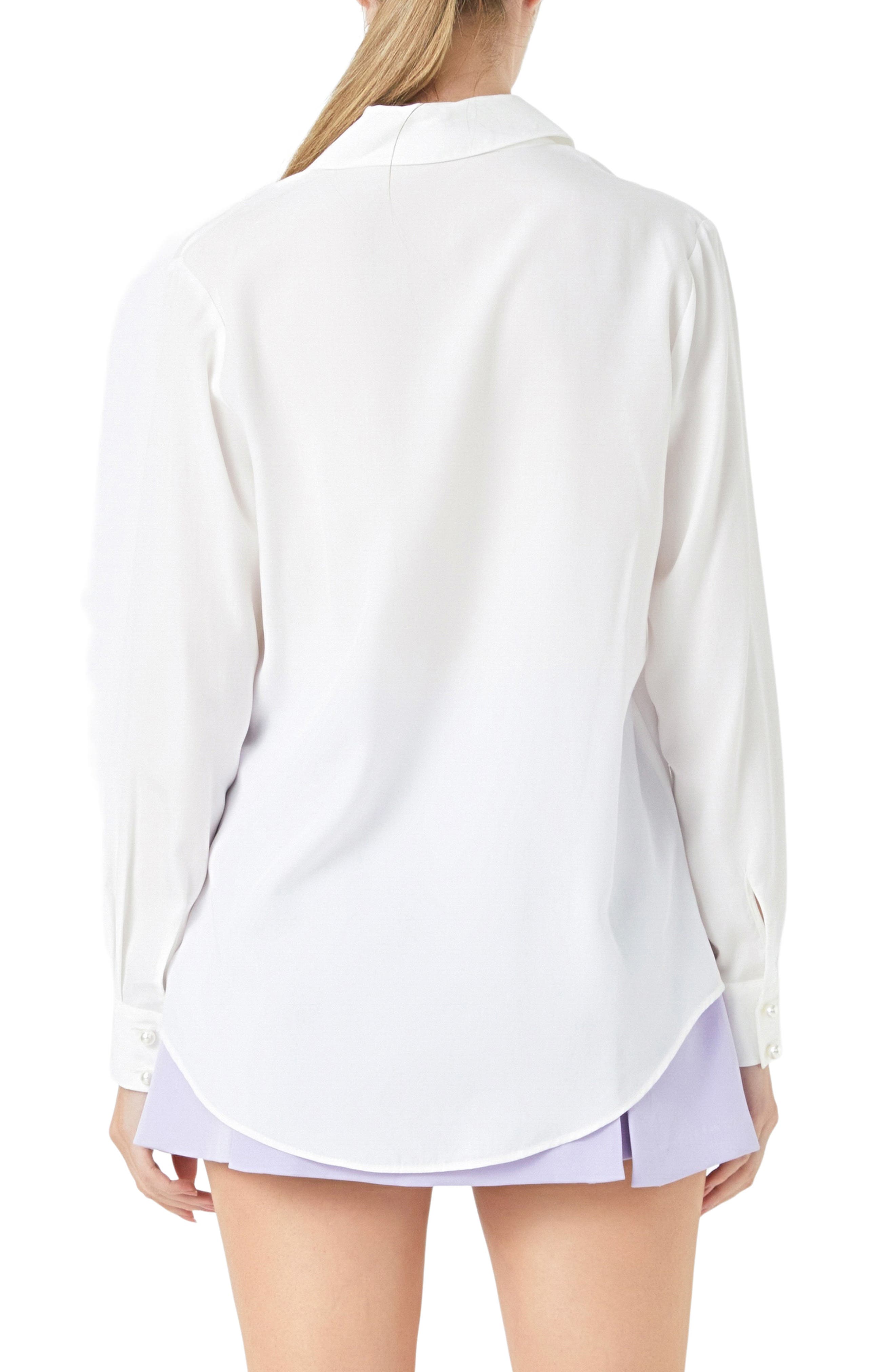 Notched Lapel Long Sleeve Button-Up Shirt - image 4