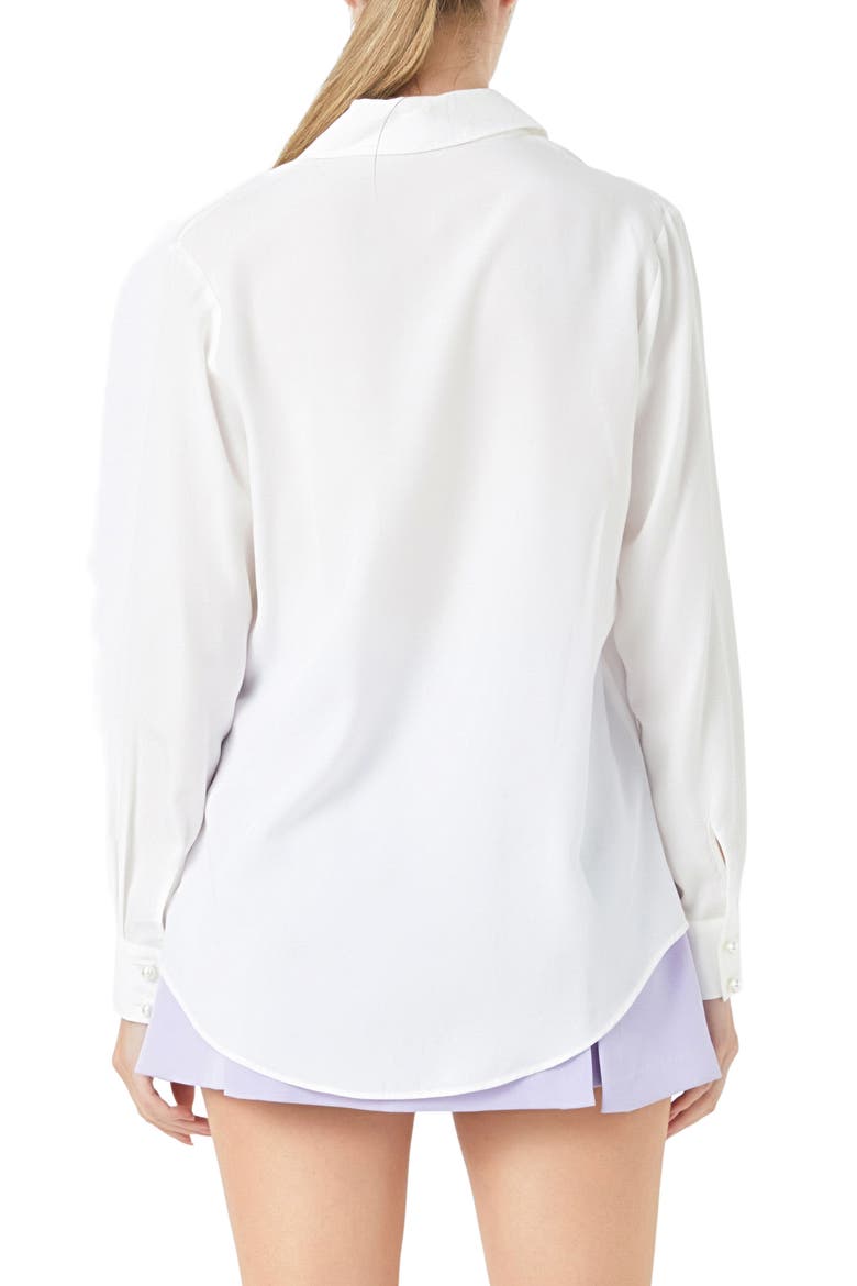 Notched Lapel Long Sleeve Button-Up Shirt, Alternate, color, WHITE