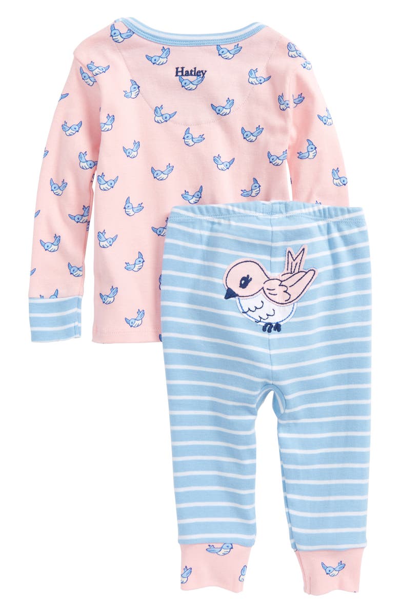 Hatley Fluttering Birds Organic Cotton Fitted Two-Piece Pajamas, Alternate, color,
